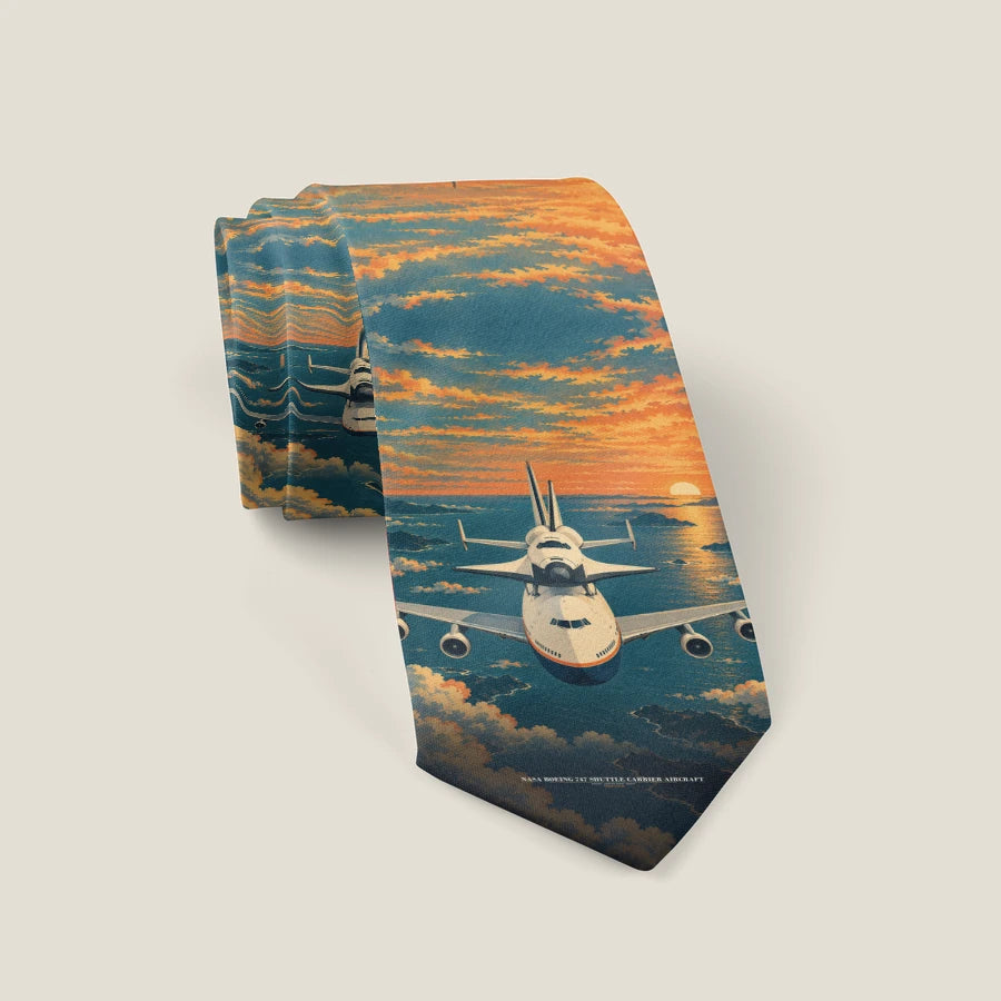 NASA Boeing 747 Shuttle Carrier Aircraft - 3D + Name - Tie - Full Print