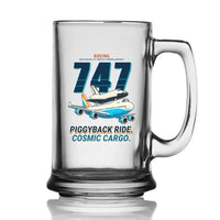 Thumbnail for NASA Boeing 747 Shuttle Carrier Aircraft - Cartoon - Beer Glass with Holder