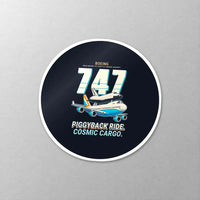 Thumbnail for NASA Boeing 747 Shuttle Carrier Aircraft - Cartoon - Circle Sticker - Close-up