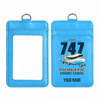 Thumbnail for NASA Boeing 747 Shuttle Carrier Aircraft - Cartoon - ID Card Holder - Blue + Name