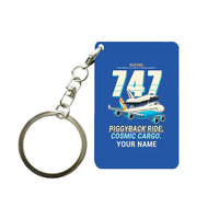 Thumbnail for NASA Boeing 747 Shuttle Carrier Aircraft - Cartoon + Name - Key Chain - Blue