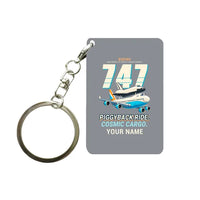 Thumbnail for NASA Boeing 747 Shuttle Carrier Aircraft - Cartoon + Name - Key Chain - Gray