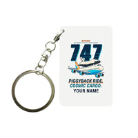 Thumbnail for NASA Boeing 747 Shuttle Carrier Aircraft - Cartoon + Name - Key Chain - White