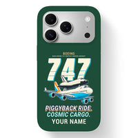 Thumbnail for NASA Boeing 747 Shuttle Carrier Aircraft - Cartoon + Name - MagSafe iPhone 17 Pro - Dark Green