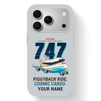 Thumbnail for NASA Boeing 747 Shuttle Carrier Aircraft - Cartoon + Name - MagSafe iPhone 17 Pro - Light Gray