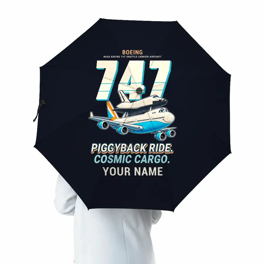 NASA Boeing 747 Shuttle Carrier Aircraft - Cartoon + Name - Umbrella