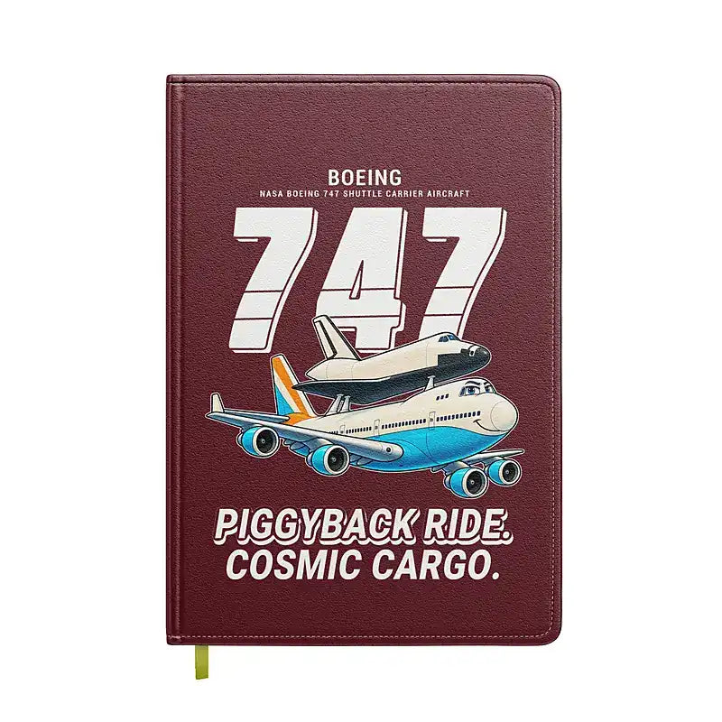NASA Boeing 747 Shuttle Carrier Aircraft - Cartoon - Notebook - Dark Red