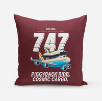 Thumbnail for NASA Boeing 747 Shuttle Carrier Aircraft - Cartoon - Pillow - Dark Red
