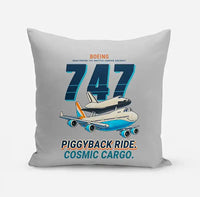 Thumbnail for NASA Boeing 747 Shuttle Carrier Aircraft - Cartoon - Pillow - Light Gray