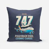 Thumbnail for NASA Boeing 747 Shuttle Carrier Aircraft - Cartoon - Pillow - Navy Blue
