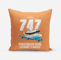 Thumbnail for NASA Boeing 747 Shuttle Carrier Aircraft - Cartoon - Pillow - Orange
