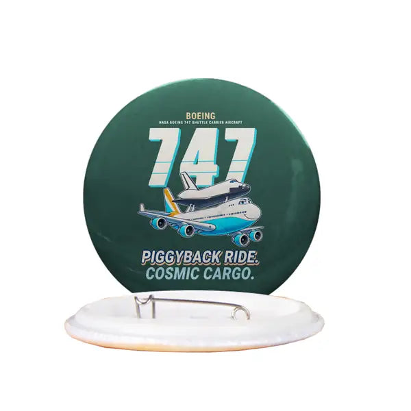 NASA Boeing 747 Shuttle Carrier Aircraft - Cartoon - Pin - Dark Green