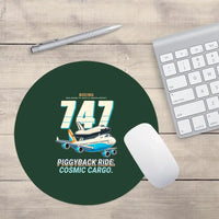 Thumbnail for NASA Boeing 747 Shuttle Carrier Aircraft - Cartoon - Round Mouse Pad - Dark Green