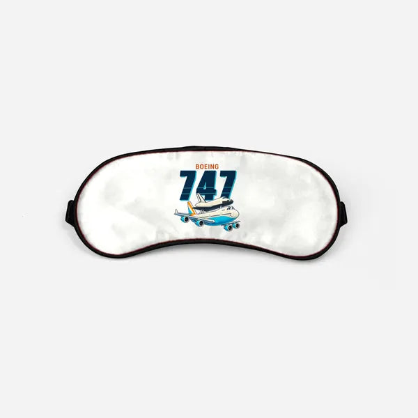 NASA Boeing 747 Shuttle Carrier Aircraft - Cartoon - Sleep Mask - White