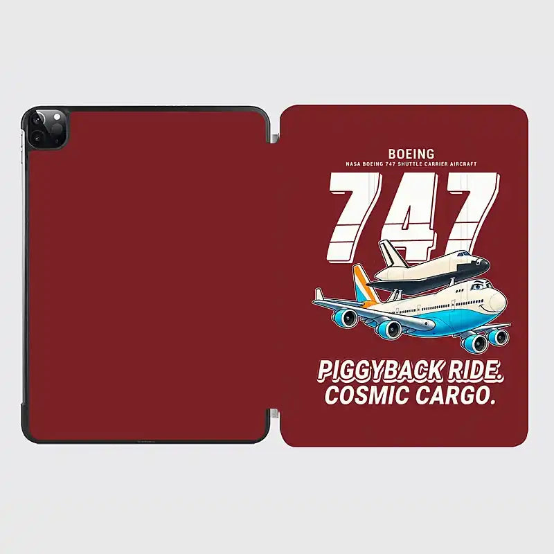 NASA Boeing 747 Shuttle Carrier Aircraft - Cartoon - iPad Case - Dark Red