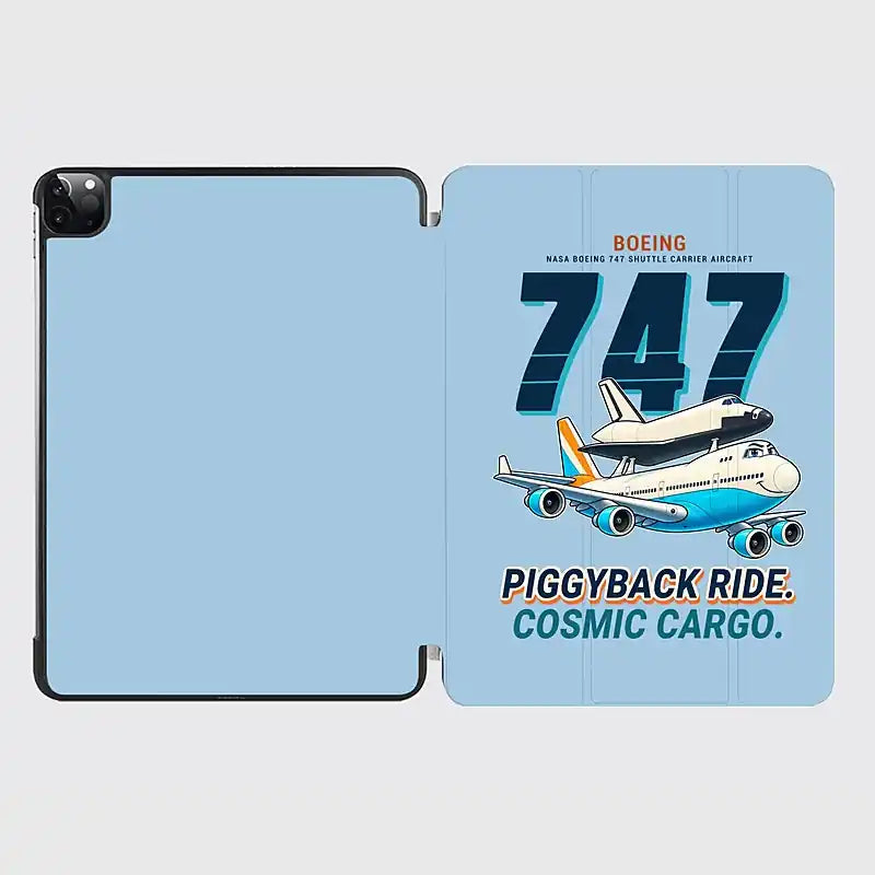NASA Boeing 747 Shuttle Carrier Aircraft - Cartoon - iPad Case - Light Blue