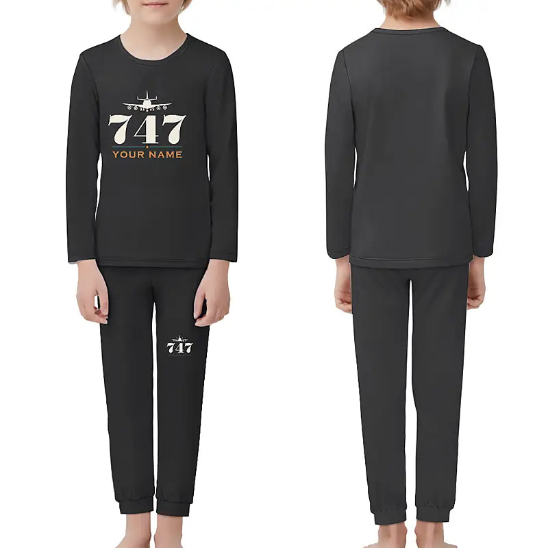 NASA Boeing 747 Shuttle Carrier Aircraft - Children Pajamas - Heritage Chest + Name - Black