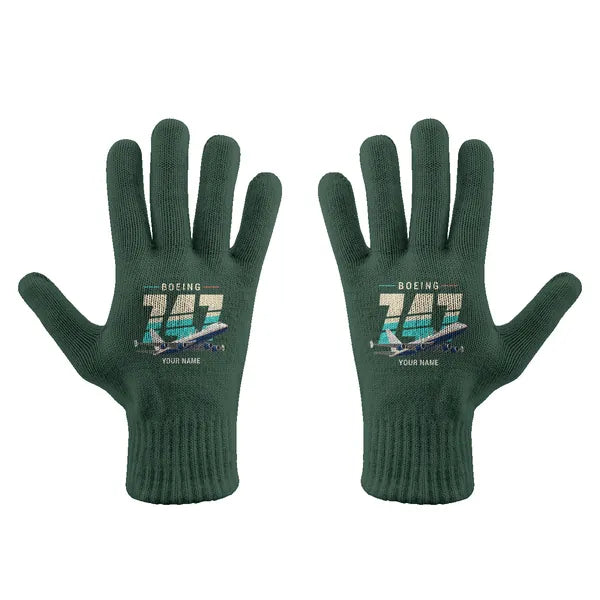 NASA Boeing 747 Shuttle Carrier Aircraft - Gloves - Full - Original + Name - Dark Green