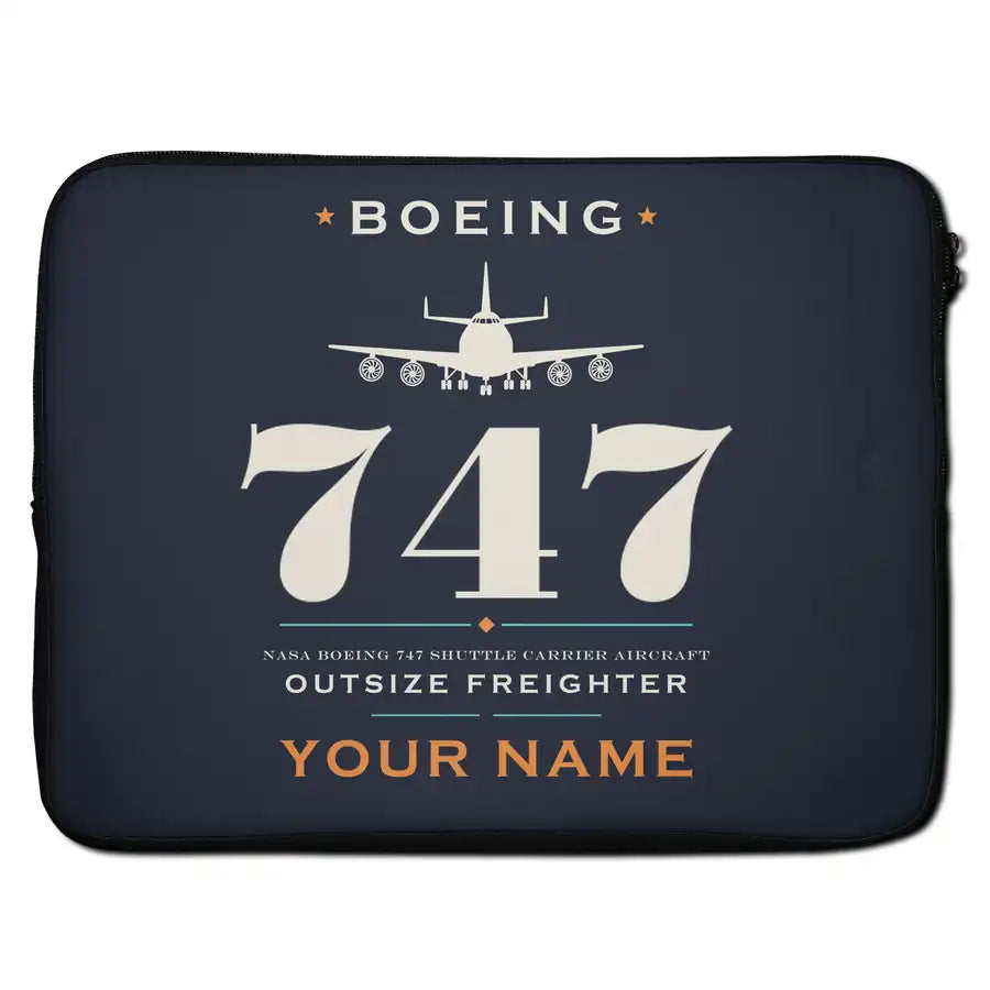 NASA Boeing 747 Shuttle Carrier Aircraft - Heritage + Name - Laptop Sleeve
