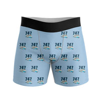 Thumbnail for NASA Boeing 747 Shuttle Carrier Aircraft - Men Boxers - Cartoon Pattern - Light Blue