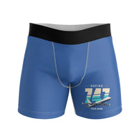 Thumbnail for NASA Boeing 747 Shuttle Carrier Aircraft - Men Boxers - Original + Name - Blue