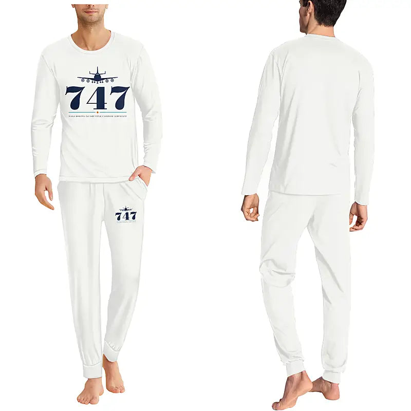 NASA Boeing 747 Shuttle Carrier Aircraft - Men Pajamas - Heritage Chest - White