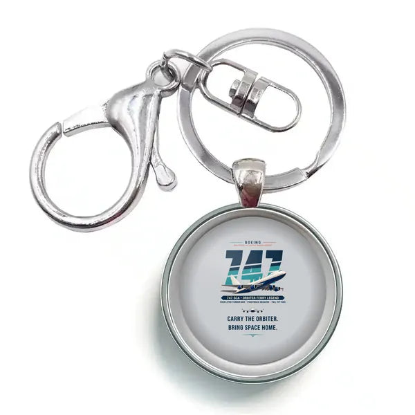 NASA Boeing 747 Shuttle Carrier Aircraft - Original - Circle Key Chain - Light Gray