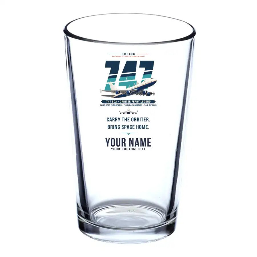 NASA Boeing 747 Shuttle Carrier Aircraft - Original + Name - Beer & Water Glass