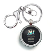 Thumbnail for NASA Boeing 747 Shuttle Carrier Aircraft - Original + Name - Circle Key Chain - Black