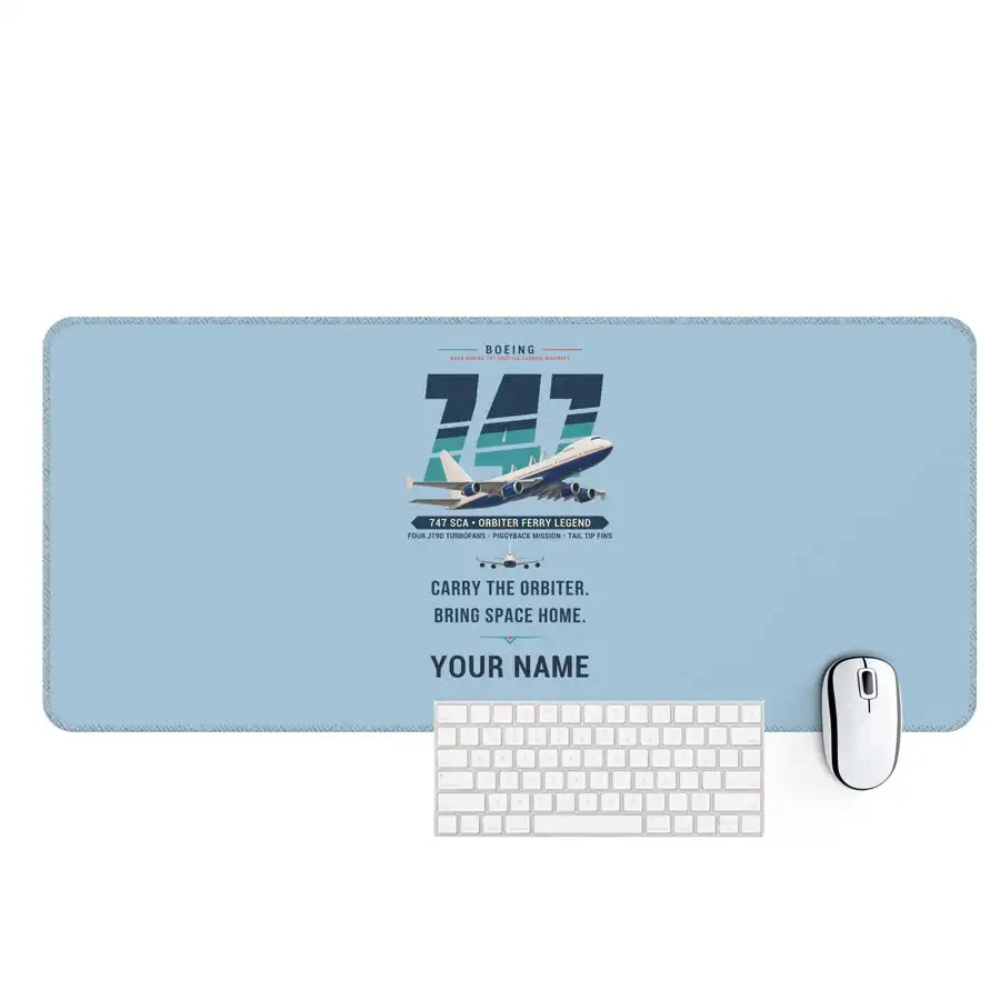 NASA Boeing 747 Shuttle Carrier Aircraft - Original + Name - Desk Mat - Light Blue