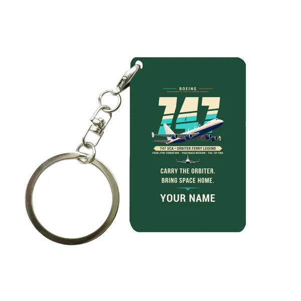 NASA Boeing 747 Shuttle Carrier Aircraft - Original + Name - Key Chain - Dark Green