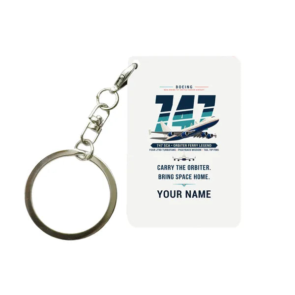 NASA Boeing 747 Shuttle Carrier Aircraft - Original + Name - Key Chain - White