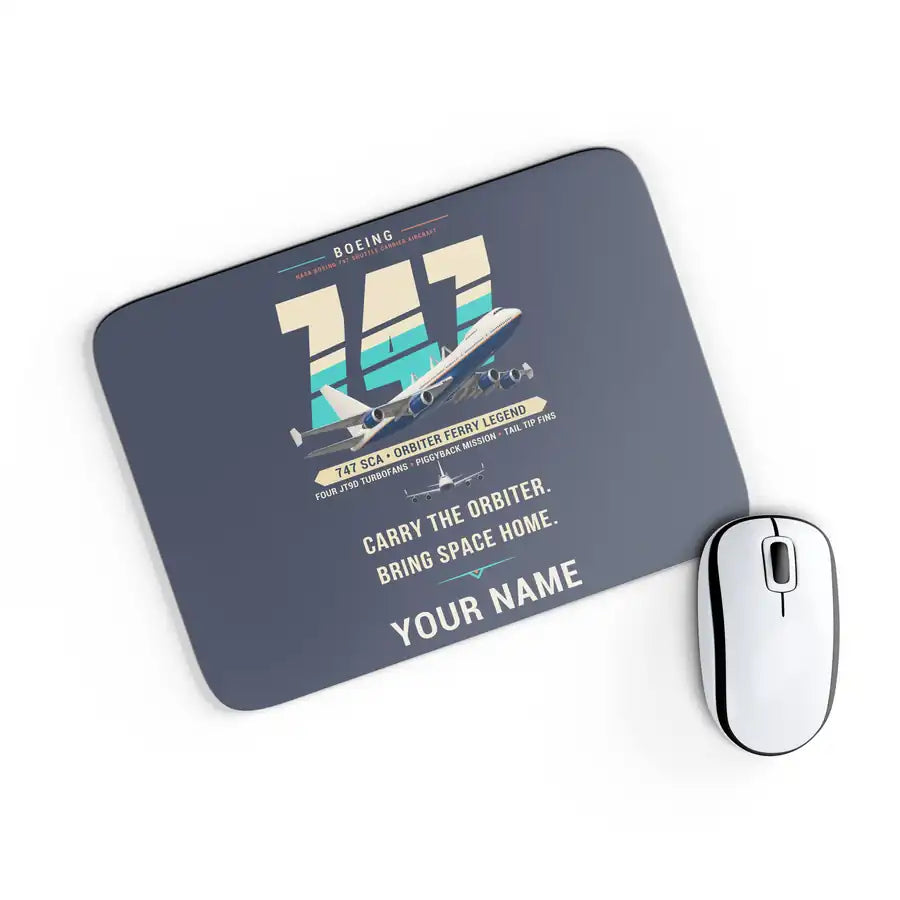 NASA Boeing 747 Shuttle Carrier Aircraft - Original + Name - Mouse Pad - Navy Blue