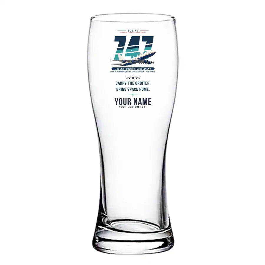 NASA Boeing 747 Shuttle Carrier Aircraft - Original + Name - Pilsner Beer Glass