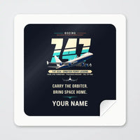 Thumbnail for NASA Boeing 747 Shuttle Carrier Aircraft - Original + Name - Square Sticker - Peel