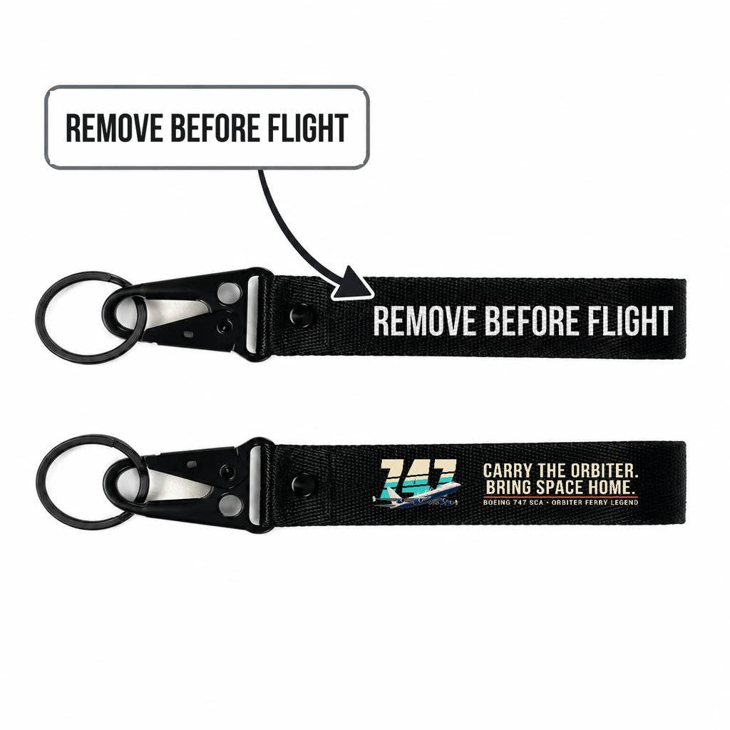 NASA Boeing 747 Shuttle Carrier Aircraft Hawk-Shaped Key Chains - Black - Original - Remove Before Flight