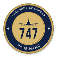 Thumbnail for NASA Boeing 747 Shuttle Carrier Aircraft Patches - Circle + Name - Navy Gold