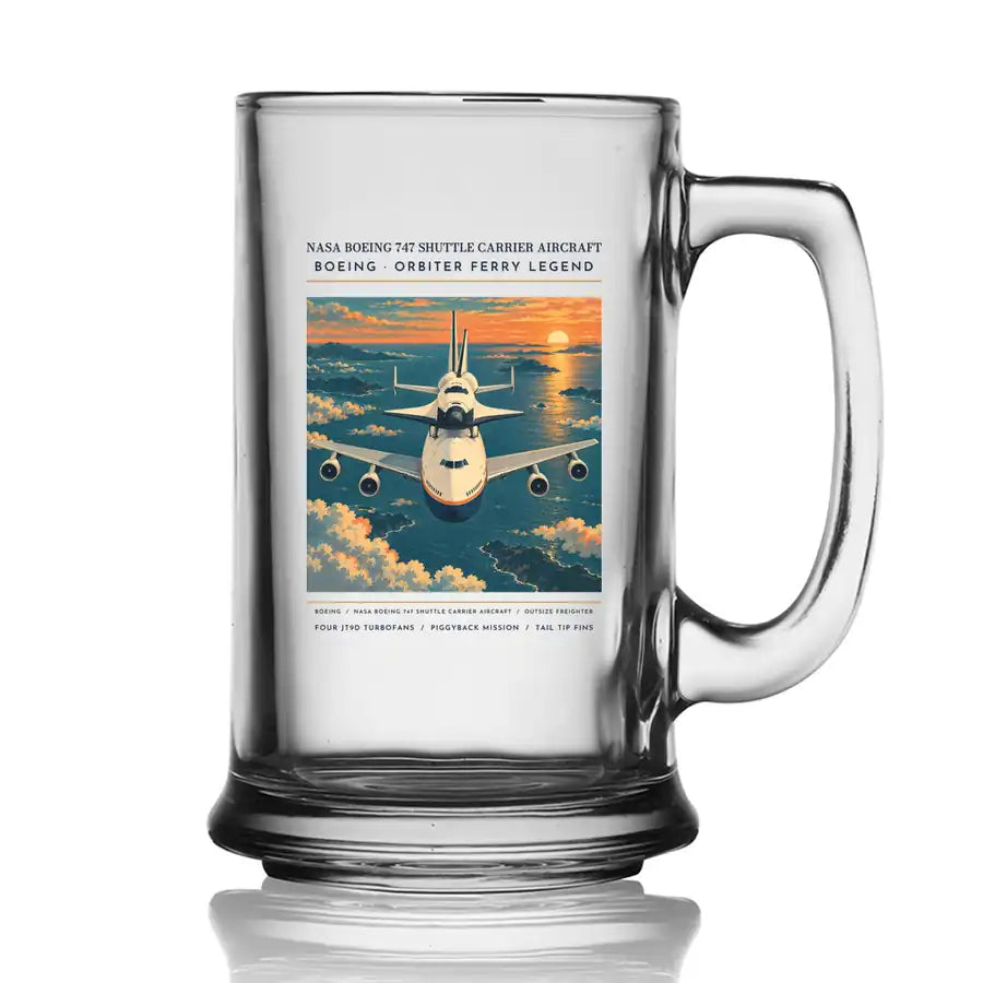 NASA Boeing 747 Shuttle Carrier Aircraft - Poster - Beer Glass with Holder