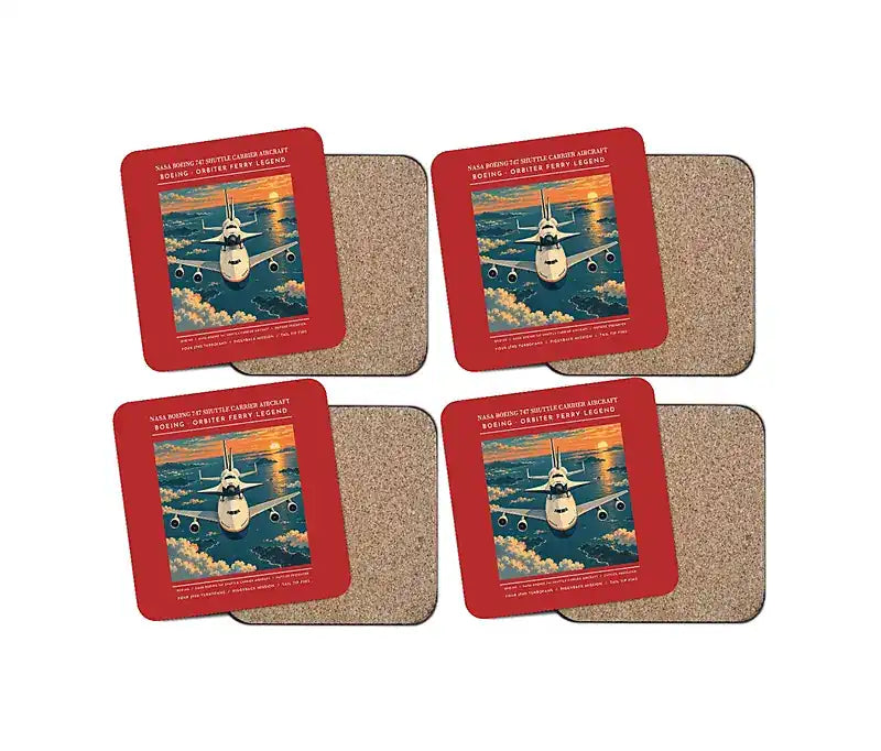 NASA Boeing 747 Shuttle Carrier Aircraft - Poster - Coaster Set - Red