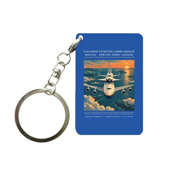 NASA Boeing 747 Shuttle Carrier Aircraft - Poster - Key Chain - Blue