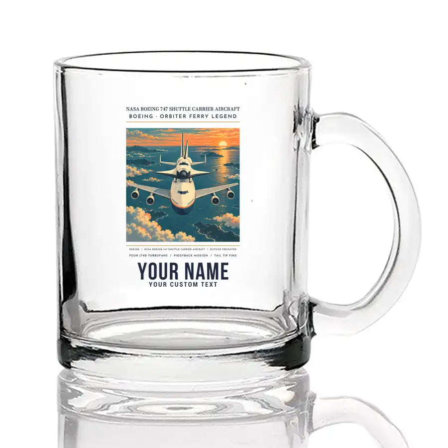 NASA Boeing 747 Shuttle Carrier Aircraft - Poster + Name - Coffee & Tea Glass