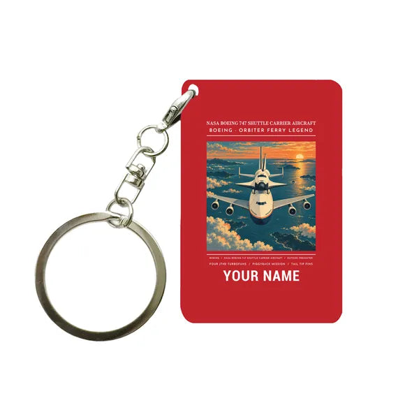NASA Boeing 747 Shuttle Carrier Aircraft - Poster + Name - Key Chain - Red