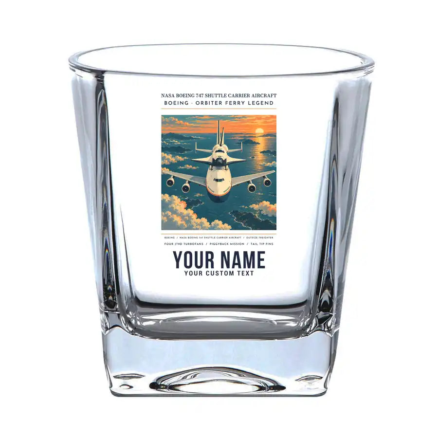 NASA Boeing 747 Shuttle Carrier Aircraft - Poster + Name - Whiskey Glass
