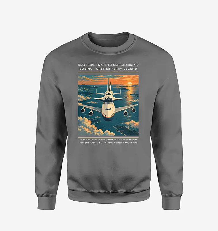 NASA Boeing 747 Shuttle Carrier Aircraft - Poster - Sweatshirt - Gray