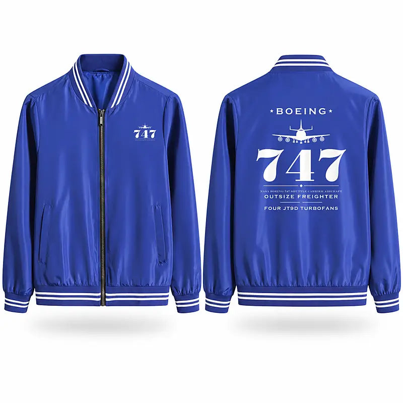 NASA Boeing 747 Shuttle Carrier Aircraft Stylish Jackets - Baseball Collar - Heritage - Royal Blue