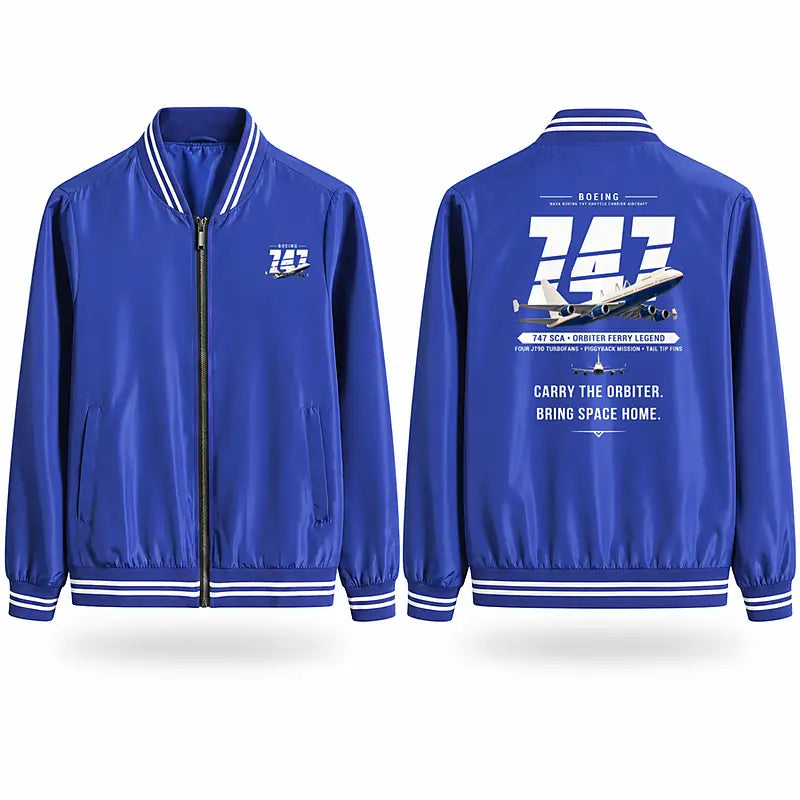NASA Boeing 747 Shuttle Carrier Aircraft Stylish Jackets - Baseball Collar - Original - Royal Blue