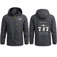 Thumbnail for NASA Boeing 747 Shuttle Carrier Aircraft Stylish Jackets - Hooded Windbreaker - Heritage - Charcoal