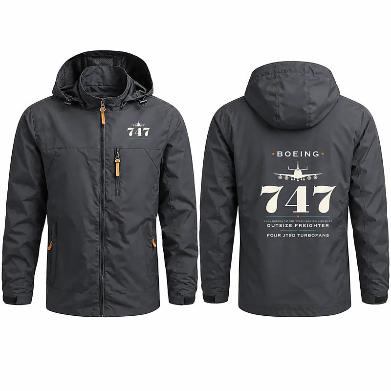 NASA Boeing 747 Shuttle Carrier Aircraft Stylish Jackets - Hooded Windbreaker - Heritage - Charcoal