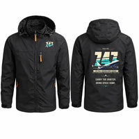 Thumbnail for NASA Boeing 747 Shuttle Carrier Aircraft Stylish Jackets - Hooded Windbreaker - Original - Black