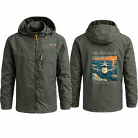 Thumbnail for NASA Boeing 747 Shuttle Carrier Aircraft Stylish Jackets - Hooded Windbreaker - Poster - Olive Green